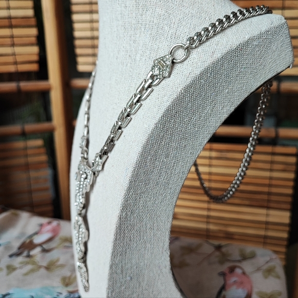 Stella and Dot Art Deco Revival Silver Tone All Clear Rhinestones - Picture 3 of 14